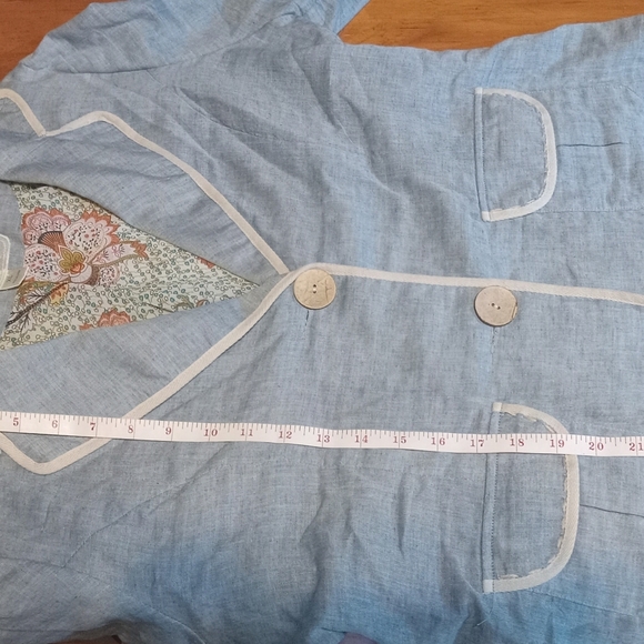 Nick & Mo Women's Light Blue Blazer Cream Trim Floral Lining Size XL - Picture 6 of 8